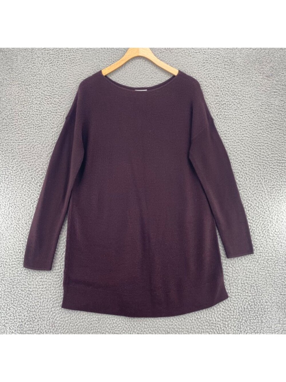 J Jill Sweater Womens Small Brown Merino Wool Washable Boat Neck Tunic Stretch